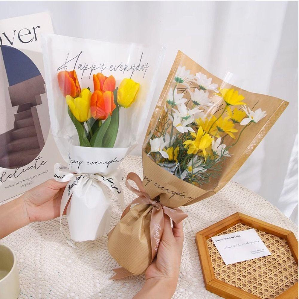 20/30PCS Transparent Rose Packing Sleeve Bag Wrapping Sleeve Flower Packaging Bag Valentine's Day