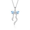 925 Sterling Silver Butterfly Pendant Necklace for Women, Natural Amethyst/Topaz Crystal Necklace, INS Style Dainty Jewelry Gift