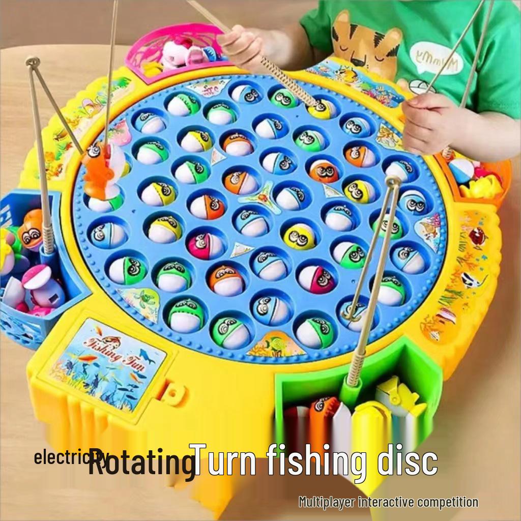 Electric Rotating Music Fishing Toy Set for Kids - Boys & Girls