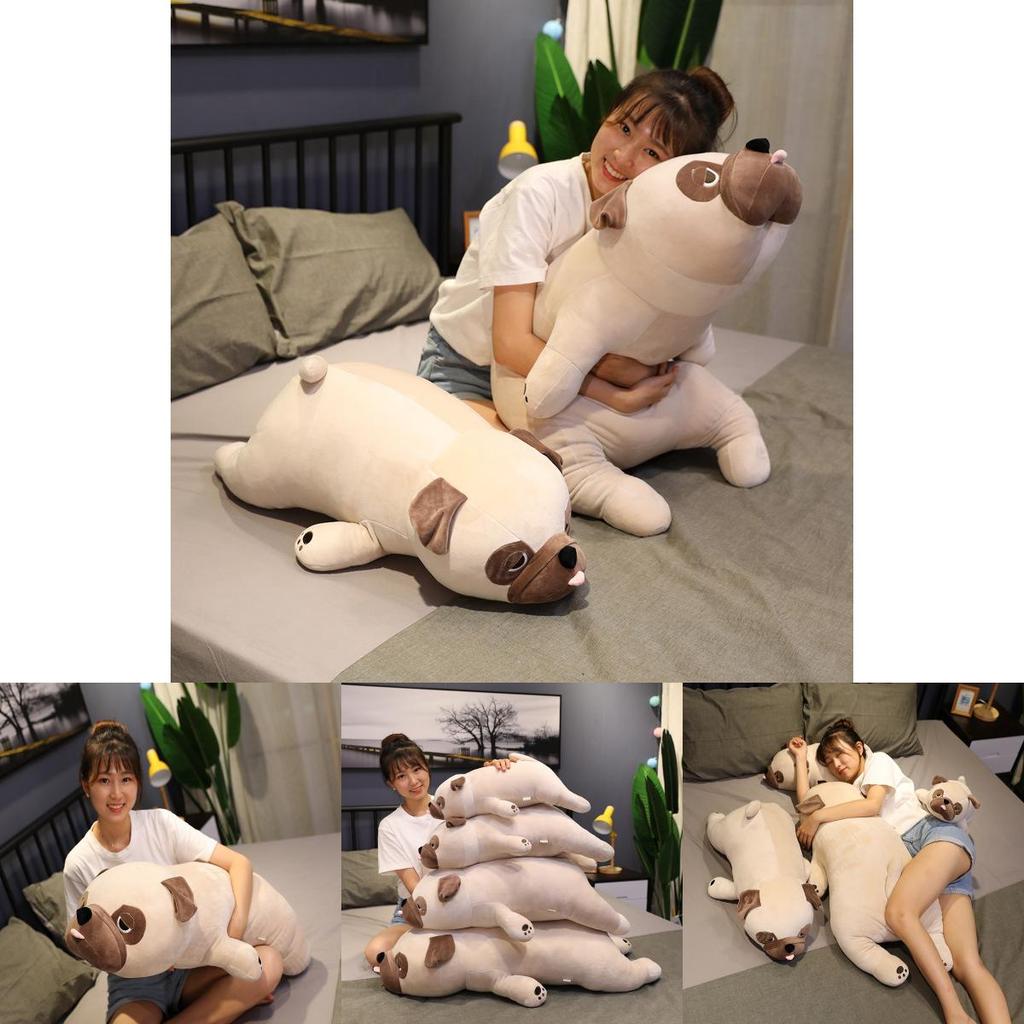 Очаровательная Плюшевая Подушка в Виде Собаки Мопс Мягкая Обнимательная Мягкая Игрушка Для Дневного Сна и Сна