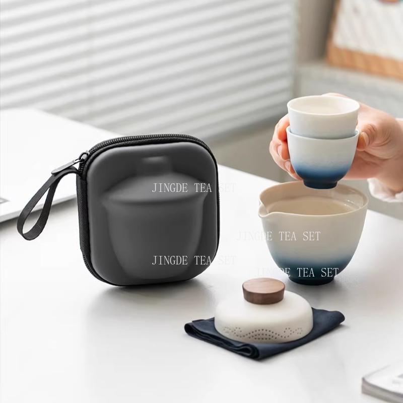 Water Drop Shaped Quick Cup 1 Pot 2 Cups Travel Teaware Custom Teapot and Cup Set Portable Beauty Tea Set with Storage Box