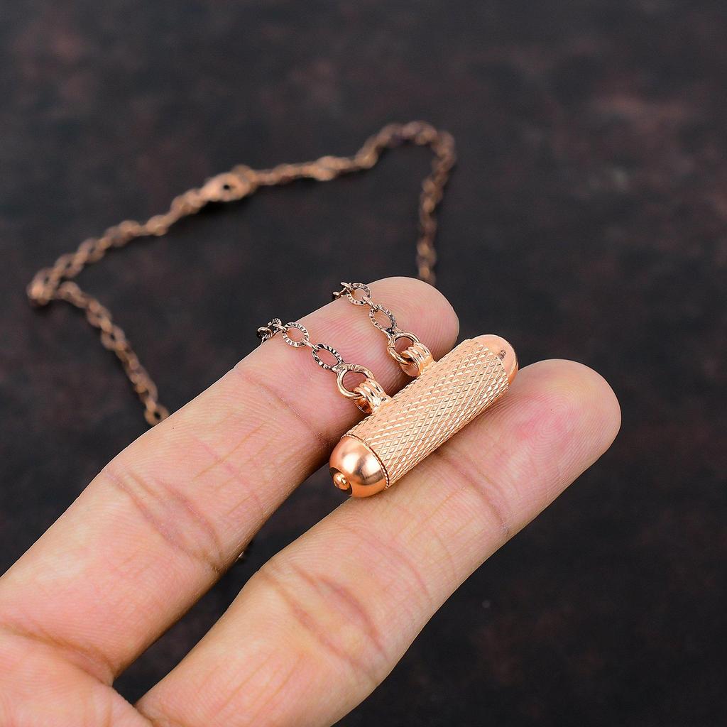 Медный кулон Тавиз Ручная работа Открывающийся Тавиз с цепочкой Кулон Молитвенная коробочка Медные украшения Лучший дизайн Кулон Подарки для нее