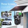 Solar Outdoor Surveillance Camera WiFi  6K Wireless 10X Zoom Three Lens 12MP 360 Cameras Auto Tracking CCTV IP Security Cam V380
