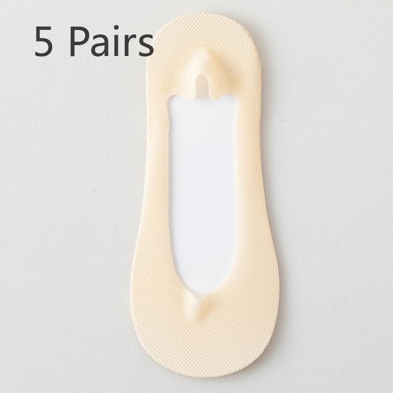 5 пар женских хлопковых летних тонких сетчатых дышащих впитывающих пот нескользящих носков с невидимыми носками