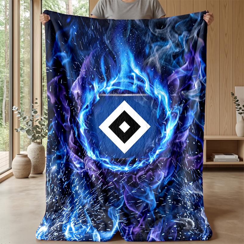 Hamburger SV Football Print Flannel Blanket, Soft Warm Lightweight Throw Blanket for Sofa Bed Camping