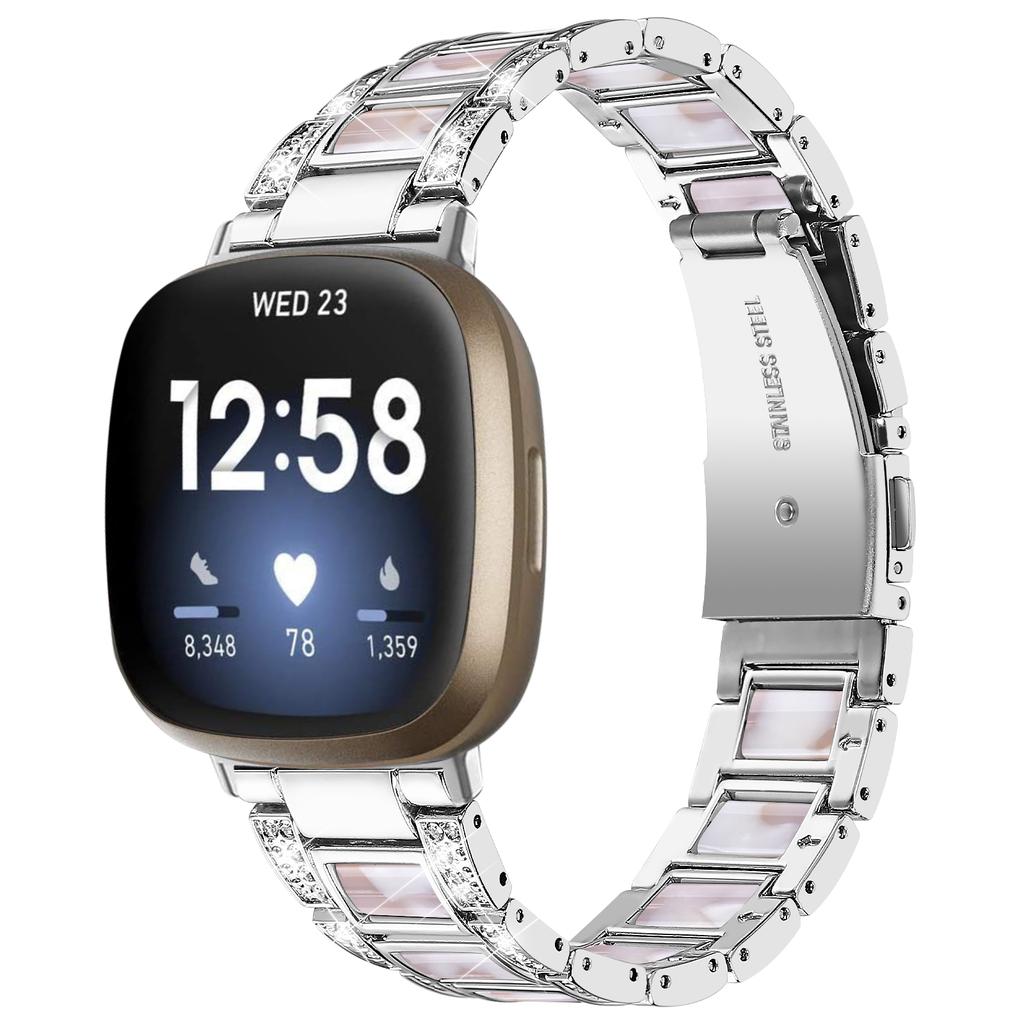 Ремешок с бриллиантами для Fitbit Versa 4 3 Sense 2, аксессуары для умных часов, металлический браслет из смолы из нержавеющей стали, ремешок Fitbit Versa 3