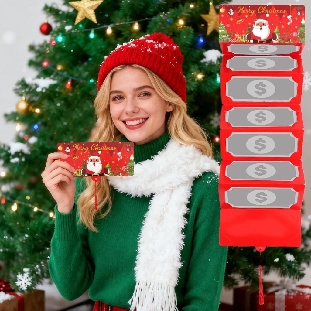 Christmas Money Cards With Envelopes Cash Card Holders Party Festive Foldable Cards With Tassle Holiday Cash Gift Storage Box