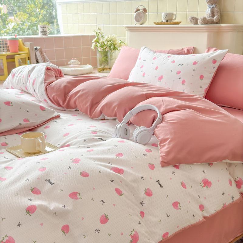 Class A Double Layer Gauze Floral Jacquard Bamboo Cotton Bedding Set - Fresh Design for Student Dormitory