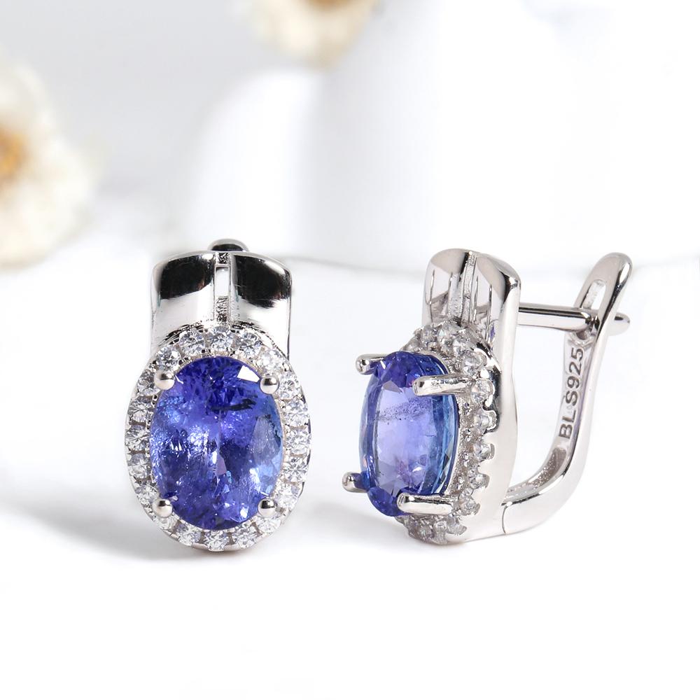Precious Rare Natural Blue Tanzanite Ring Earrings Set Real Gemstone Silver Jewelry Women's Anniversary & Wedding Gift