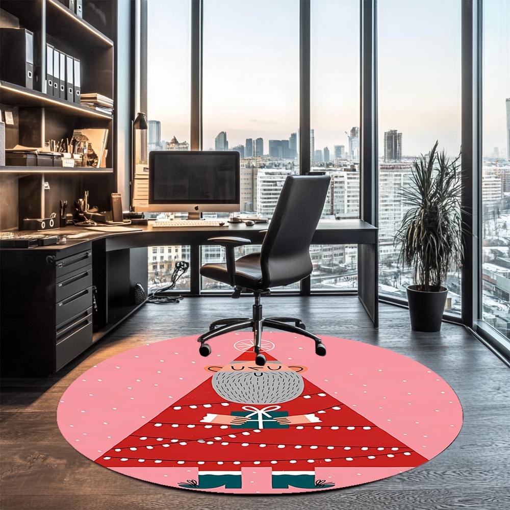 Christmas Printed Round Rug Carpet Chair Rug Area Rug Entryway Doormats,for Office Chair Living Room Bedroom Kitchen Room.