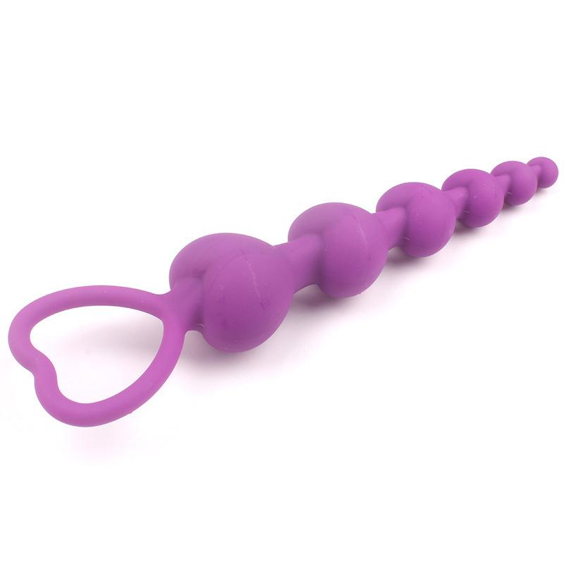 Soft Silicone Anal Beads Long Butt Plugs Ass Massage Heart Shape Anal Plug Dilator Adult Sexual Games Sex Toys for Gay Men Women