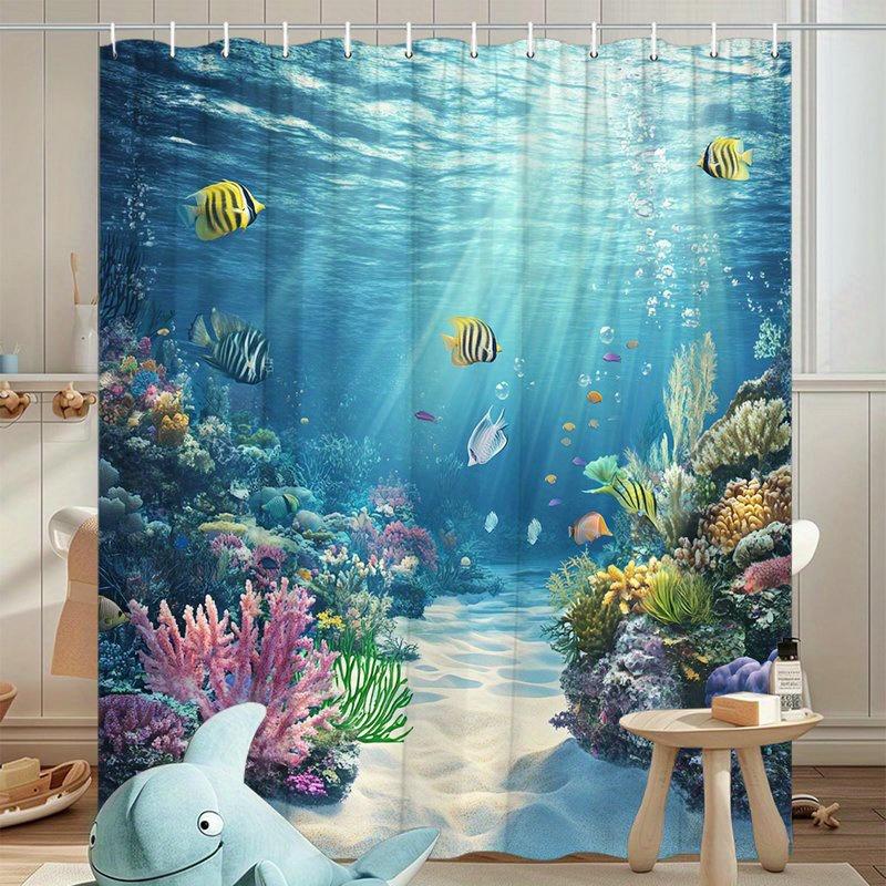 Underwater Ocean Fish Shower Curtain Coral Reef Art Bathroom Decor Sea Life Aquatic Bath Curtains for Modern Home Interior