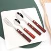 6/10Pcs Flatware Set Natural Wood Handle Steak Knives Cutlery Stainless Steel Dinner Knife Dinnerware Kitchen Silverware Set