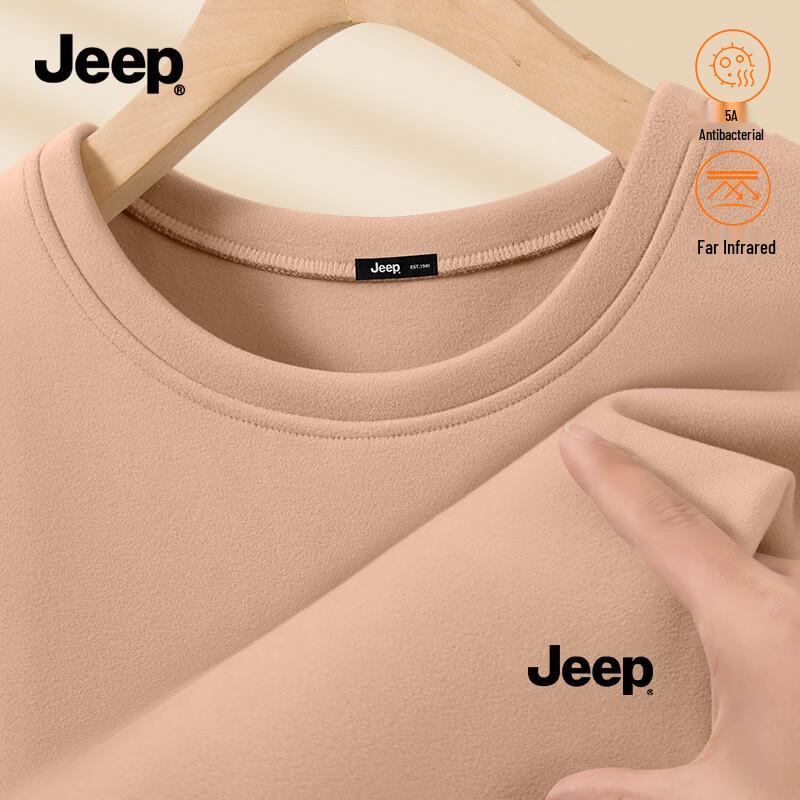 Jeep Мужская футболка с антибактериальной обработкой 5A, на флисовой подкладке, эластичная, с круглым вырезом