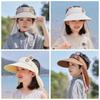Quick Dry Kids Shawl Sun Hat Removable Baby Sun Protection Hat Fashion Cartoon Empty Top Hat  Girls