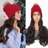 Парик Red Hat для женщин вязаный теплый волнистый вьющийся длинный парик шляпы синтетические натуральные искусственные волосы