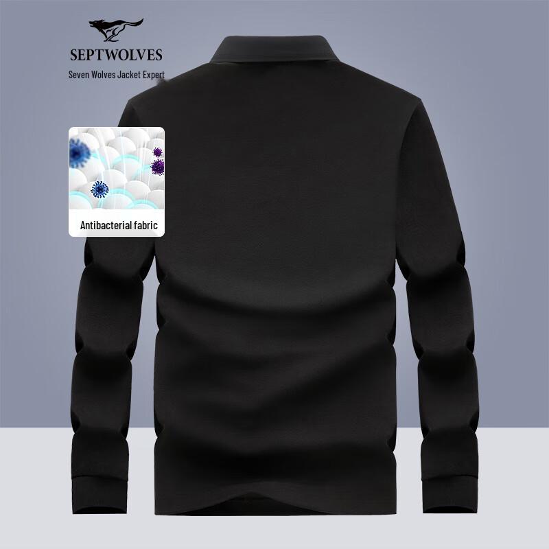 SEPTWOLVES Мужская рубашка-поло в стиле business casual с длинным рукавом