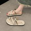 French Niche High-end Flat-bottomed Slippers for Women's Outerwear 2025 Summer New Fashion Casual Cover Toe Beach Sandals