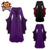 Ladies Gothic Cosplay Dress Polyester Fabric With Skull Pattern And Large Swing Skirt