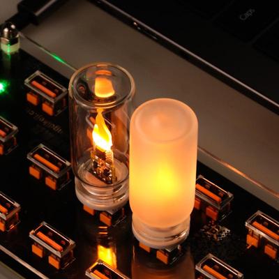 1 Набор Имитация Пламени USB Мерцающий Светодиодный Свеча Ночник из Матового Прозрачного Стекла с Пультом Дистанционного Управления для Автомобиля Домашнего Декора