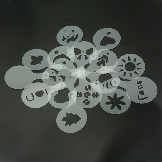 16Pcs Coffee Latte Art Mold Set with Non-Slip Handle Thickened Latte Art Template for Cappuccino Hot Chocolate Cake Decor Easy-Clean Barista Gift