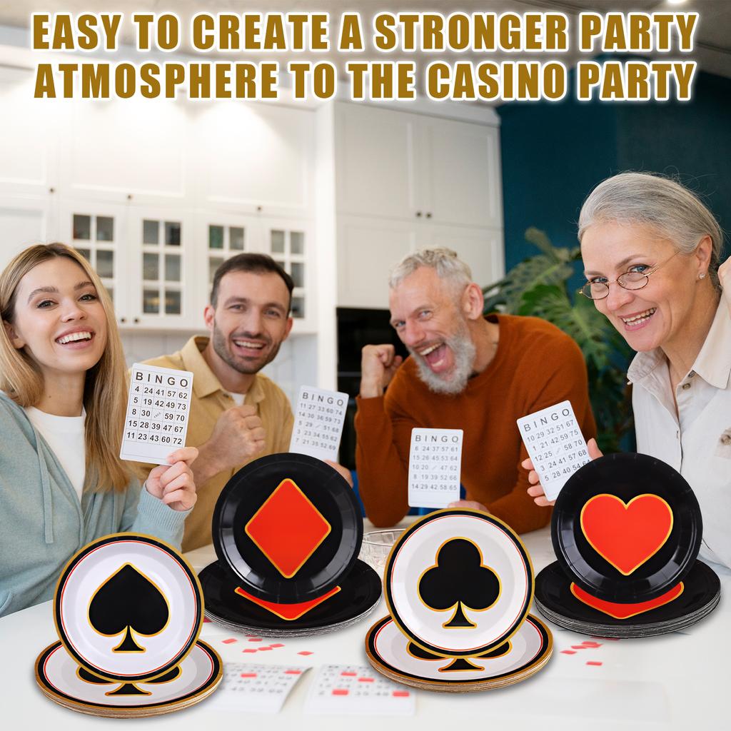 100Pcs Casino Party Disposable Paper Plates Las Vegas Theme Party Decorations Casino Night Party Plates Poker Dessert Plates For