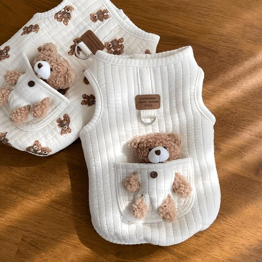 Cat Clothes Pet Dog Clothes Cute Bear Teddy Bear Coat Fashion Puppy Clothes Vest Winter