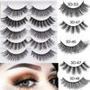 Professional Natural Long Handmade Flare Thick Cross 3D Faux Mink Hair Wispy Fluffy False Eyelashes