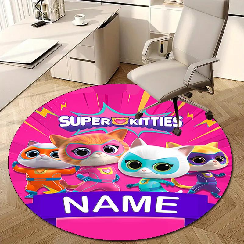Personalized S-Super Kitties Adventures Round Chair Office Rug - Perfect for Mat, Office Chair & More - Ideal Gift for Birthdays and Holidays