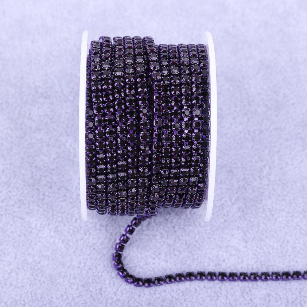 Glass Crystal Rhinestones Chain Sew on Trimming Colorful Rhinestone Chains for Dress Decoration