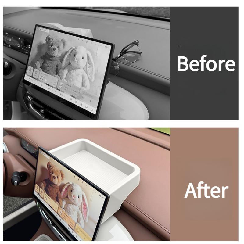 For Wuling Bingo Pro Hidden Storage Box Organizer Tray Behind Navigation Screen Silicone Non-Slip Stowing Interior Accessories