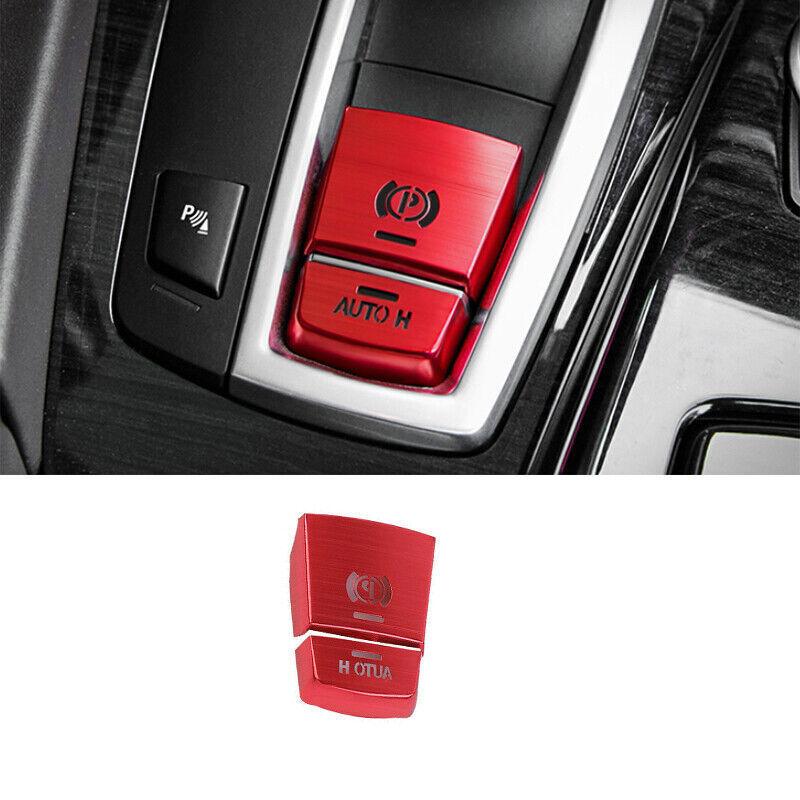 Fit For BMW X5 X6 F15 2014-2018 Red Aluminum Electronic Handbrake Cover Trim 2PC
