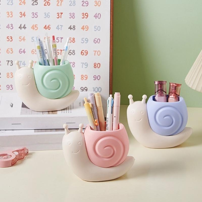 Plastic Desktop Organizer Cartoon Snail Shape Pen Pencil Organizer For Kids Study School Office Supplies
