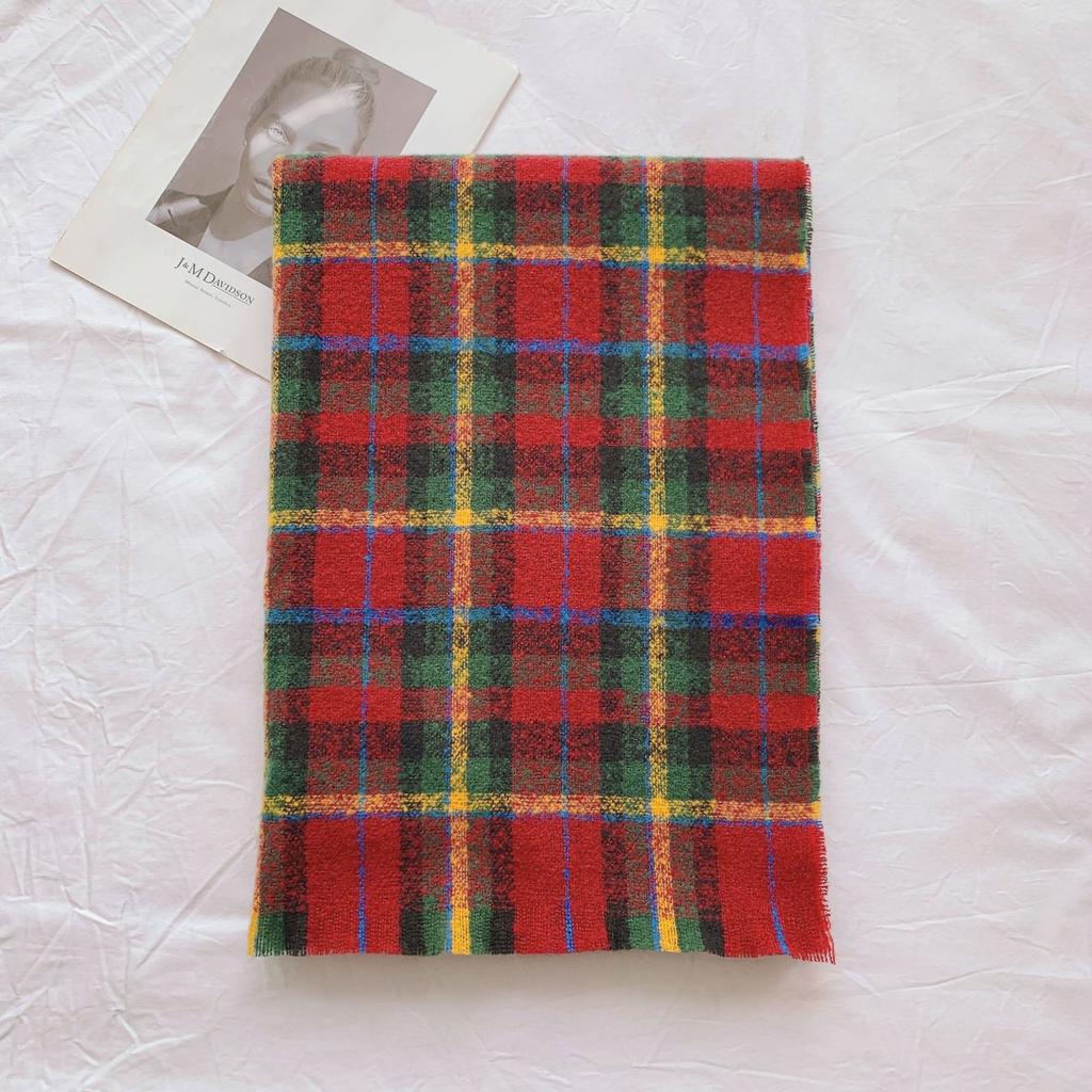 Autumn and Winter Fashion Warm Shawl Imitation Cashmere Fringed Thickened Scarf Decoration Classic Plaid Printing Long Towel