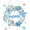 Putuo Decor Пляжные венки - Знак «Добро пожаловать в океан», Деревянный материал, Летний пляжный декор для входной двери, Дизайн с морской черепахой