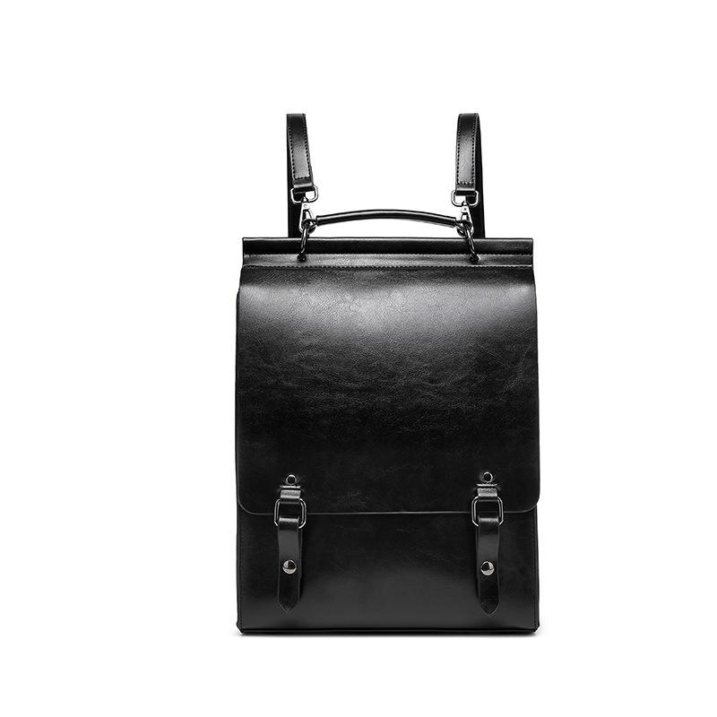 Genuine Leather Preppy Backpack Vintage Commuter Bag Cowhide Backpack for College Students