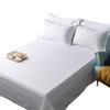 Hotel-Grade White Cotton Fitted Sheet with Three-Centimeter Stripe