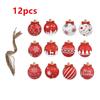 12pcs Wooden Christmas Ball Pendant Christmas Gift Decoration Christmas Tree Hanging Home Room Decor Outdoor Accessories for Holiday Decorating Use