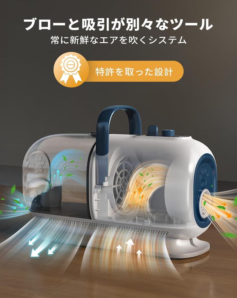 Oneisall Пылесос-сушилка для груминга собак с запатентованной щеткой, низким уровнем всасывания для груминга, 7 температурными режимами, электрические машинки для стрижки для маленьких и средних собак и