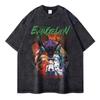 Футболка с графическим принтом манги EVA Neon Genesis Evangelion Мужская Женская Уличная Мода Y2K Повседневный Оверсайз Топ Винтажный Стиранный Хлопок Летний Новый Футболка