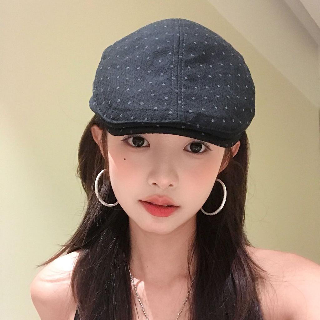 Retro Polka Dot Literary Beret Children Spring And Summer Face Small Versatile Painter Hat Shade Forward Hat