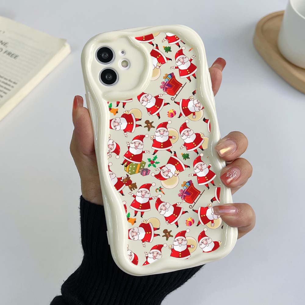 Samsung A24 для iPhone 15 14 Xiaomi Poco X5 Redmi 13c 12C Чехлы для телефонов Huawei Honor 90 A23 Эксклюзивный кремовый чехол с Дедом Морозом и Новым годом Мягкий чехол