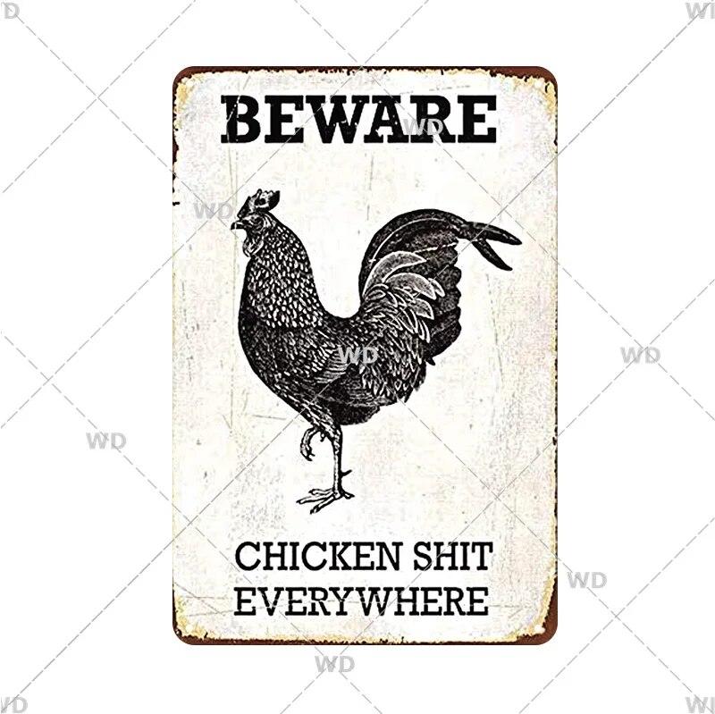 Beware Animals Dog Cat Bull Kraken Chickens Bigfoot Area Retro Tin Sign Caution Decorative Vintage Plaque Metal Poster Decor