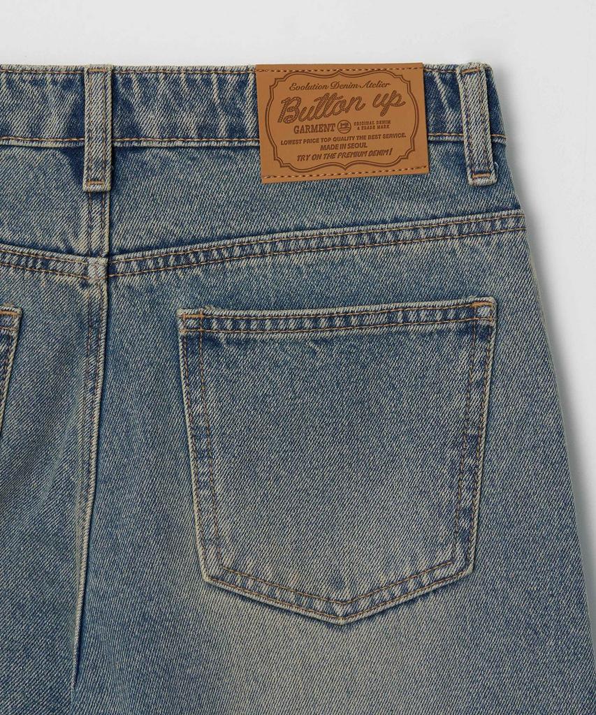 Джинсы Wide Leg с пуговицами, винтажная стирка