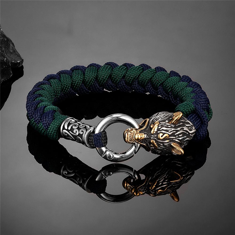Ретро-скандинавские браслеты для выживания в стиле волка Одина, мужские браслеты для выживания в стиле викингов Geri&Freki из нержавеющей стали, паракордовые веревочные браслеты ручной работы, украшения для активного отдыха