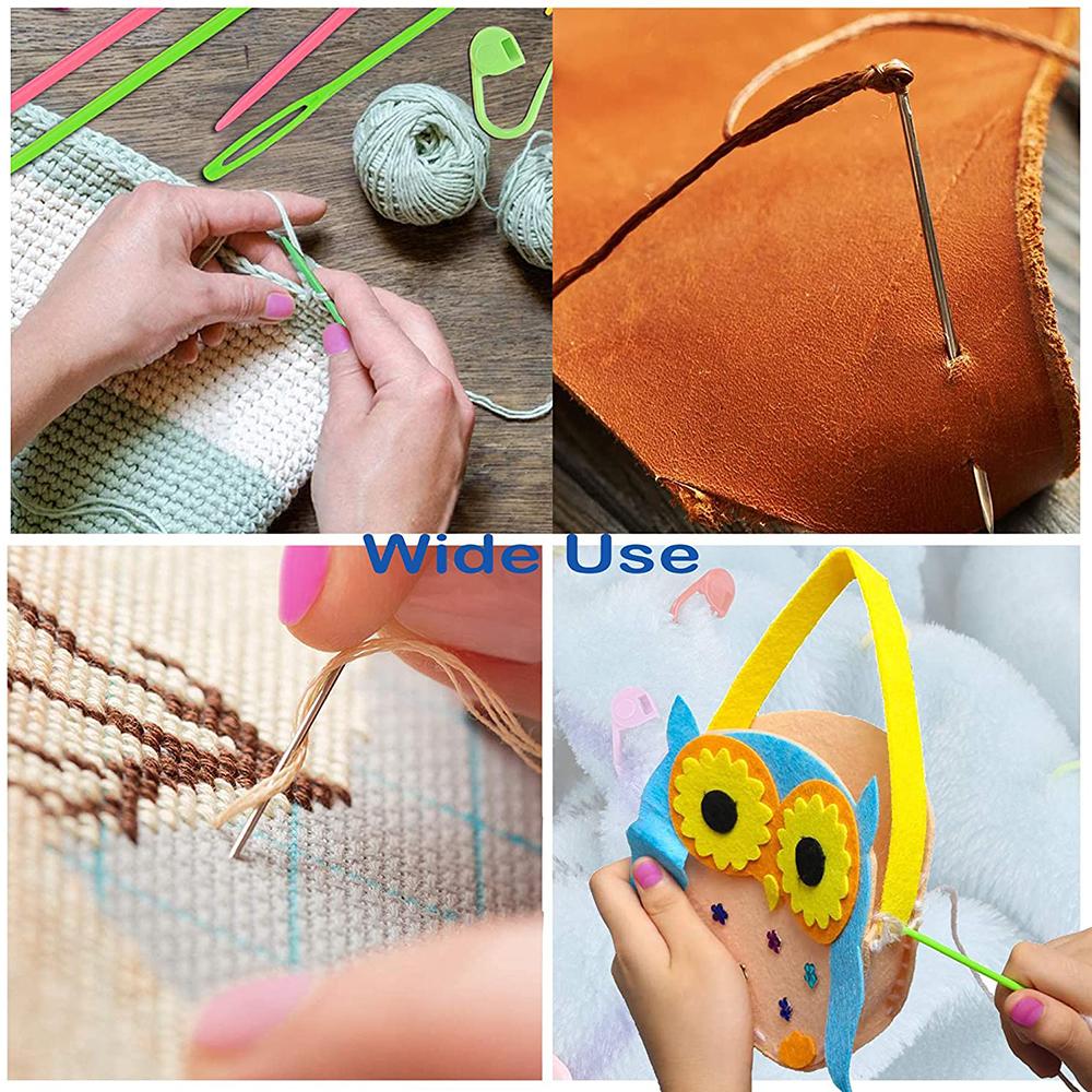 26Pcs Sewing Knitting Kits Large Eye Blunt Yarn Needles & Plastic Weaving Needles & Crochet Locking Counter Stitch Markers Tools