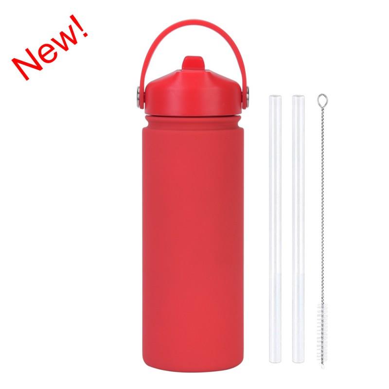 550ml Stainless Steel Insulated Travel Water Bottle With Wide Mouth Carry Strap Sip Lid Outdoor Sports Daily Use