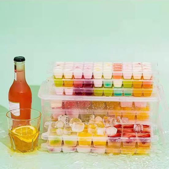 Лоток для кубиков льда с крышками. Контейнер для лопаток. 32 полости. Поворотный выпуск. Штабелируемая форма для кубиков льда. Создатель кубиков льда для коктейлей, газированных напитков, кофе. Кухонные гаджеты.