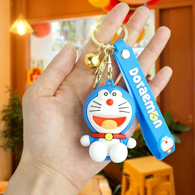 Adorable Doraemon Cartoon Keychain Rubber Accessory Blue For Couples And Cars