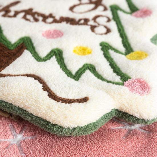 Christmas House Hand Towel Soft Absorbent Coral Fleece Towel Santa Claus Bells Design Quick-Drying Holiday Towel